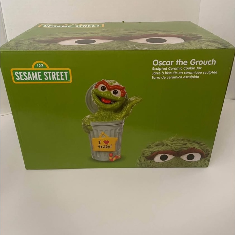 Sesame Street Oscar the Grouch Cookie Jar - Green and Red